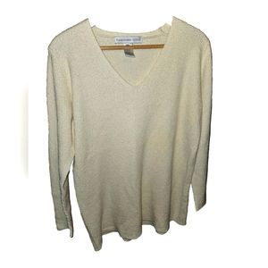 Ballinger Gold Size Medium White Cream Sweater V Neck Vintage